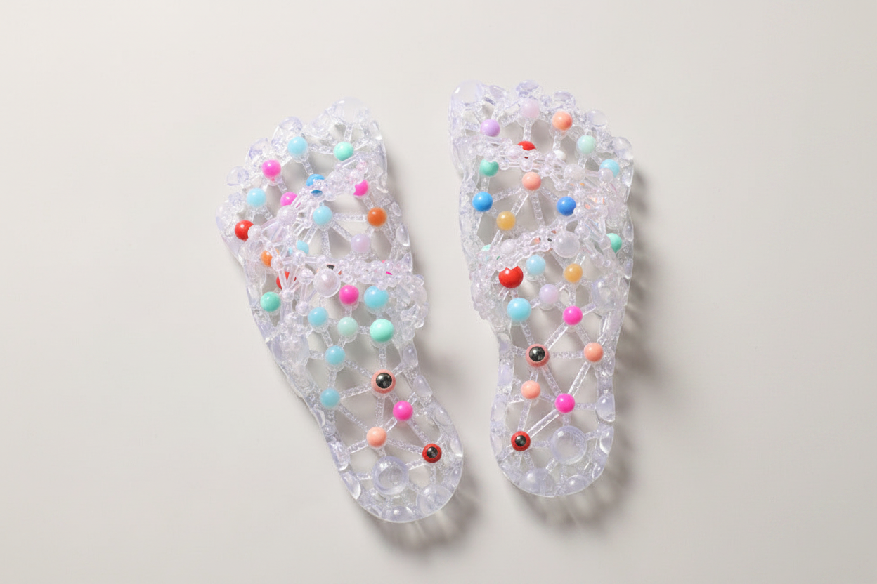 Black lattice slippers