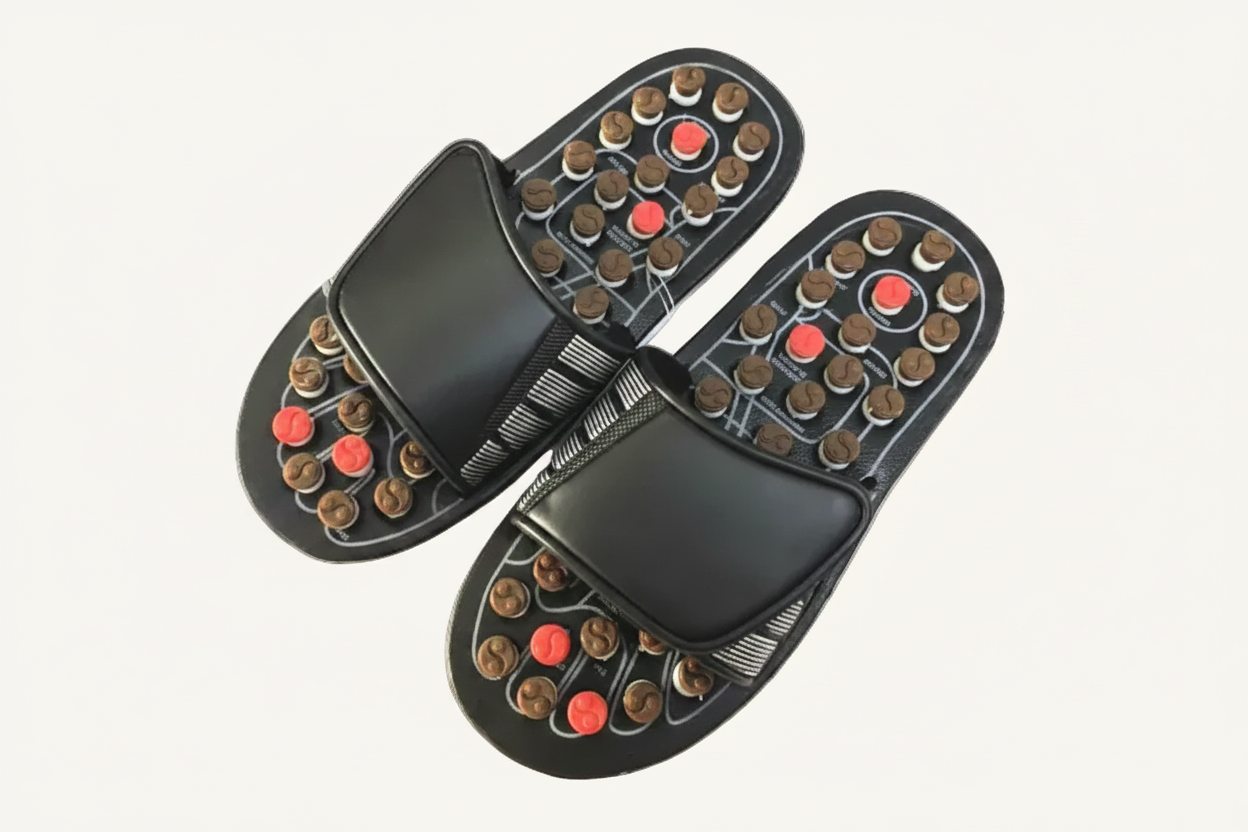 Black + terracotta/red nodules - no text