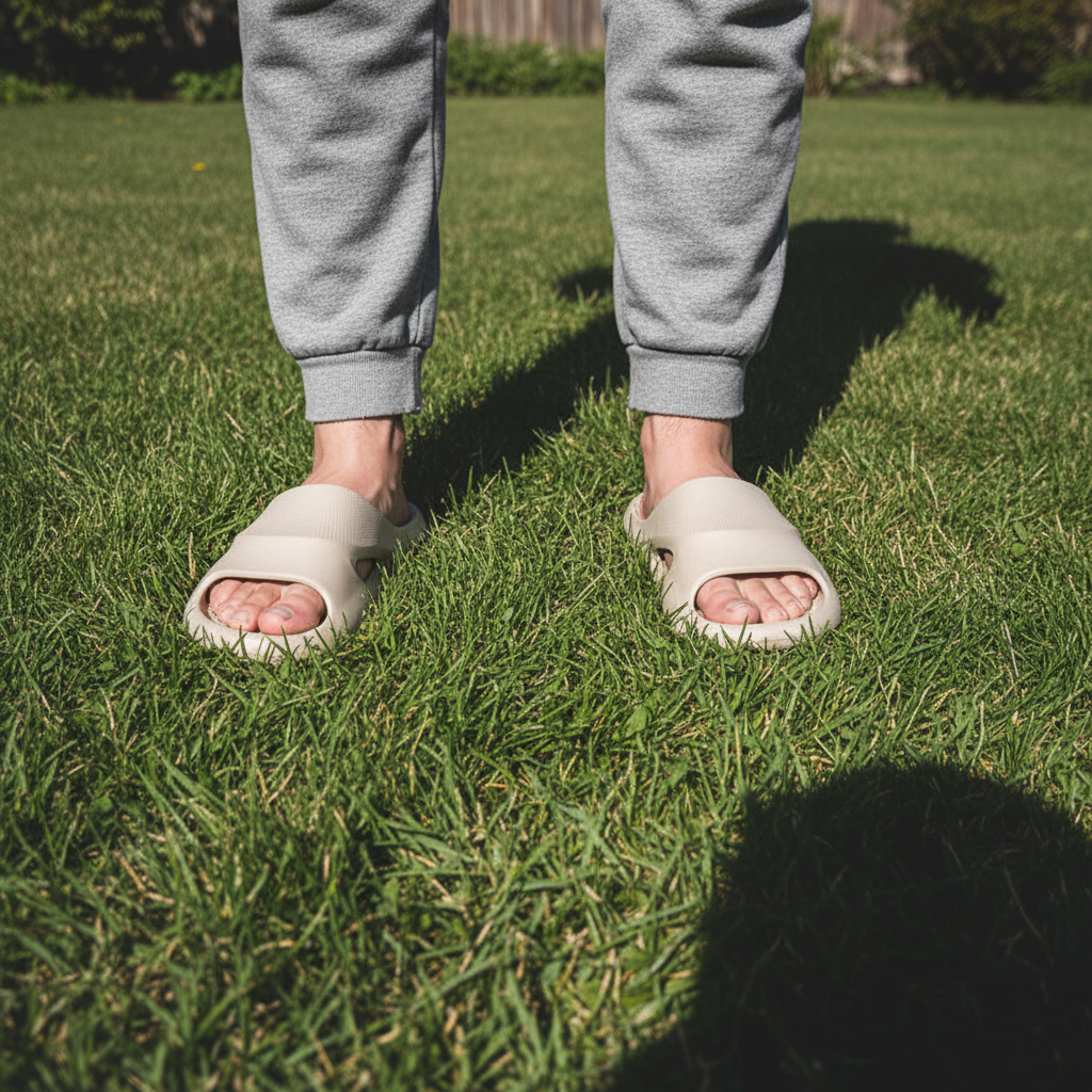 Feet selfie on grass