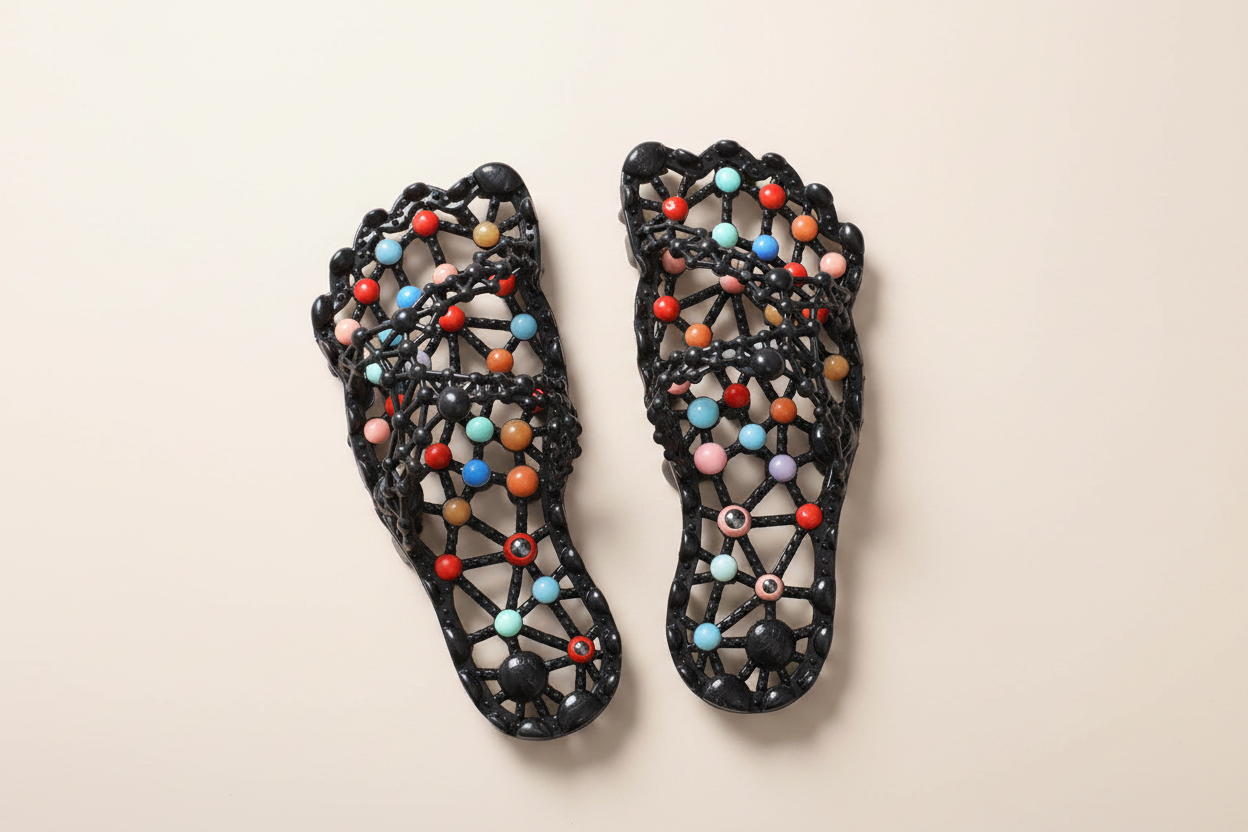 Red lattice slippers